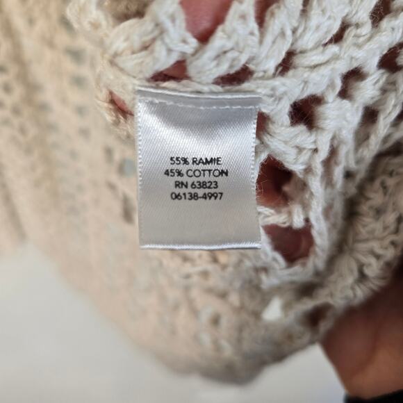 Christopher & Banks Sweater Women's S Cream Crochet Polished Boho Y2K Beachy - Picture 6 of 9